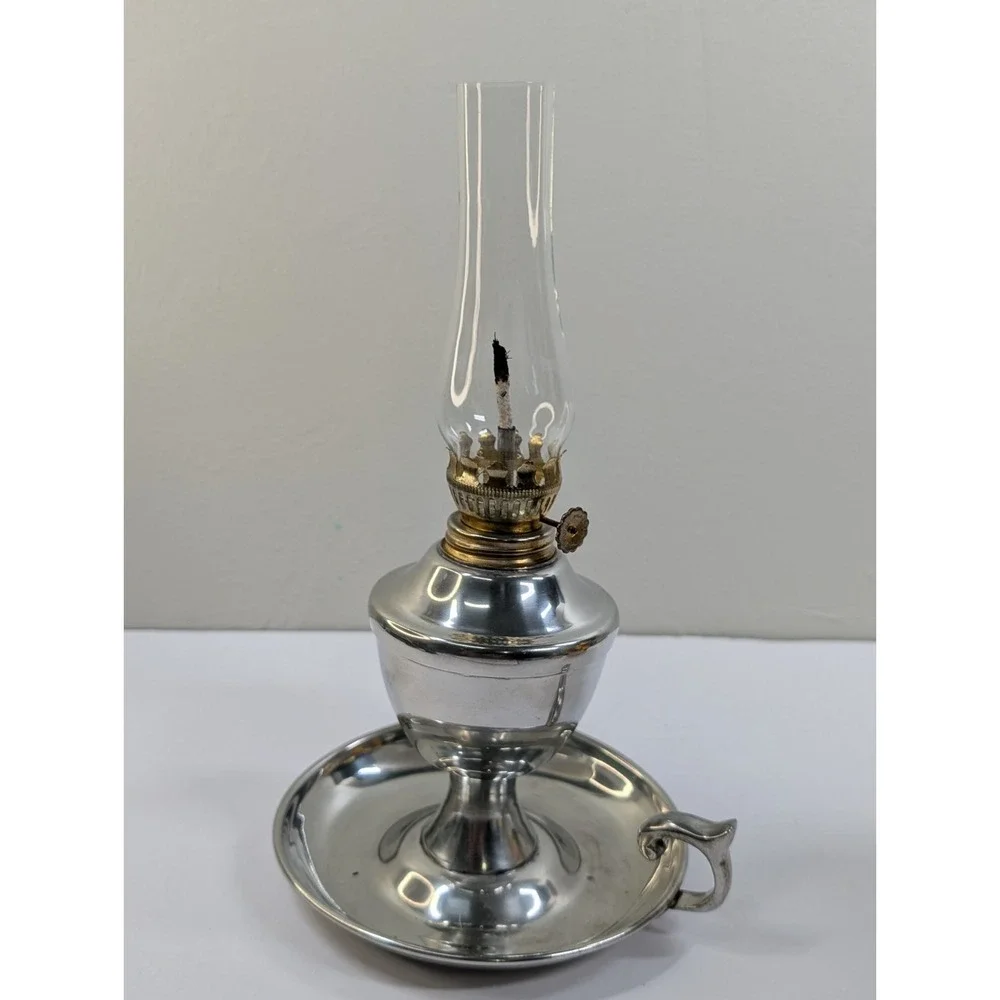 Signed Vintage Miniature Finger‎ Kerosene Oil Lamp